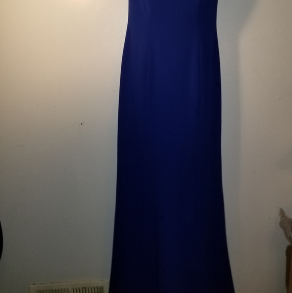 Calvin Klein Blue Off-The-Shoulder Gown - Picture 3 of 6